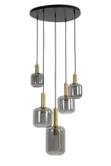 Hanging lamp 5L 66x80 cm LEKAR antique bronze+smoked glass