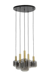 Hanging lamp 5L 66x80 cm LEKAR antique bronze+smoked glass