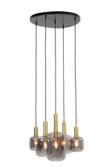 Hanging lamp 5L 66x80 cm LEKAR antique bronze+smoked glass