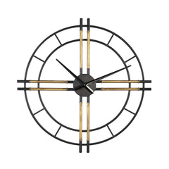 Joanna Black metal clock with gold tubes round