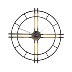 Joanna Black metal clock with gold tubes round