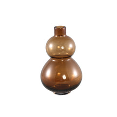 Kato Amber glass vase double bulb round S