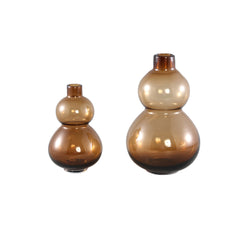 Kato Amber glass vase double bulb round S