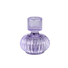 Mahlea Purple glass candle holder with stripes