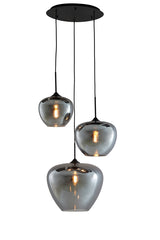 Hanging lamp 3L 40x160 cm MAYSON smoked glass+matt black