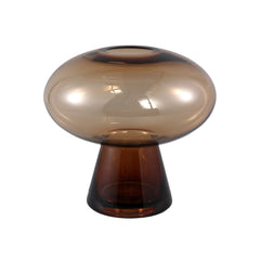 Minty Brown glass vase round on foot M