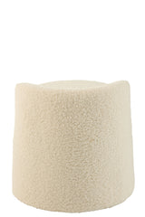 Pouf Teddy Round+Back Bouclé White