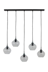 Hanging lamp 5L 104x20x120 cm RAKEL matt black+clear