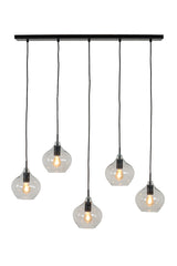 Hanging lamp 5L 104x20x120 cm RAKEL matt black+clear