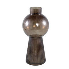 Ricca Brown glass vase bulb and cone base round L