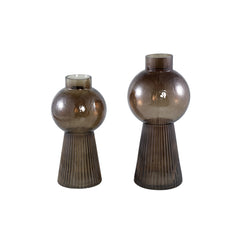 Ricca Brown glass vase bulb and cone base round L