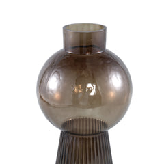 Ricca Brown glass vase bulb and cone base round L