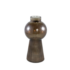 Ricca Brown glass vase bulb and cone base round S