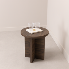 Ronde Salontafel Celine 40cm, kleur bruin notenhout