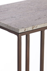 Side table 41x31x66 cm ROSHAN travertine brown+dark brown