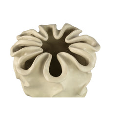 Rudie Cream matt ceramic pot with wavy print L