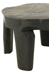 S/2 Table Round Teak Wood Black