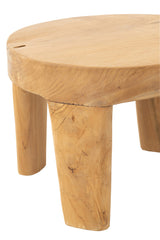 Set Of 2 Table Round Teak Wood Natural