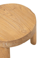 Set Of 2 Table Round Teak Wood Natural