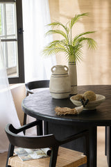 Table Round Teak Wood Black