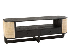 Tv Furniture Molly Exotic Wood/Rattan Black