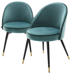 Cooper dining room chair set of 2 turquoise - Eichholtz