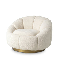 Inger swivel armchair Boucle white - Eichholtz