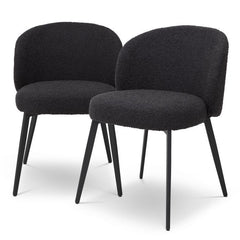 Lloyd dining room chair set of 2 Bouclé black - Eichholtz